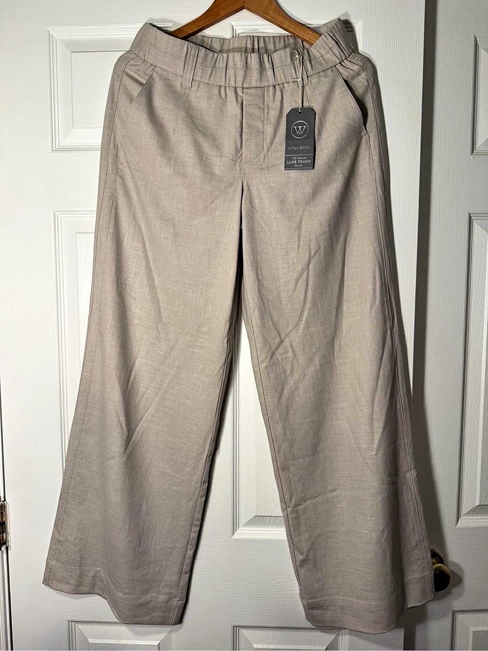 Wit & Wisdom Ab'Leisure Skyrise Wide Leg Pants Taupe Medium NWT